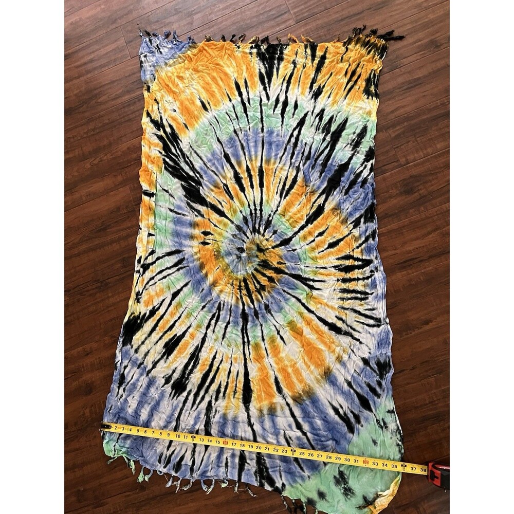 Sarong Tie Dye Blue Black and Yellow Rayon Wrap